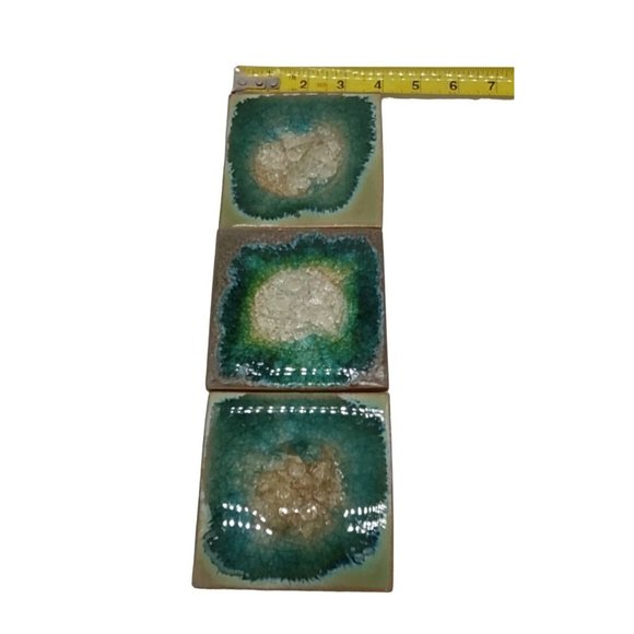 Coasters Geode Crackle Set of 3 Made in USA 4 Inches Square - Picture 2 of 9